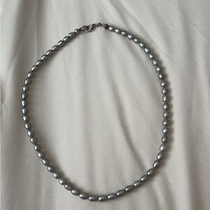 Elliptic Shaped Freshwater Pearl Necklace With Sterling Silver .925 Clasp.